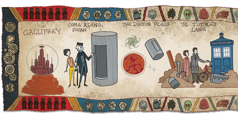 Illustration for article titled What if the Bayeux Tapestry told the history of Doctor Who?